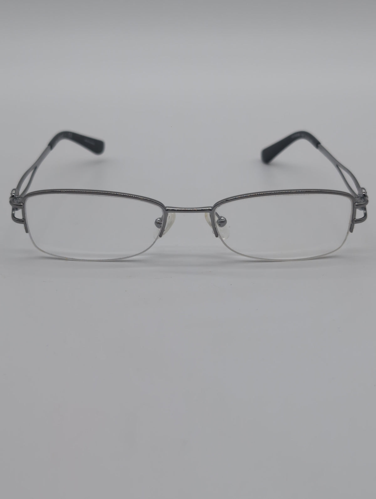 Vogue, Model VO 3929, Silver Toned Half-Rimmed Rectangular Frames with Rhinestone Detail, Unknown Prescription Lense Strength