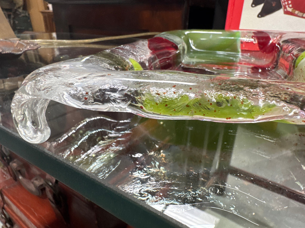 Fused Glass Red & Green Divided Serving Platter