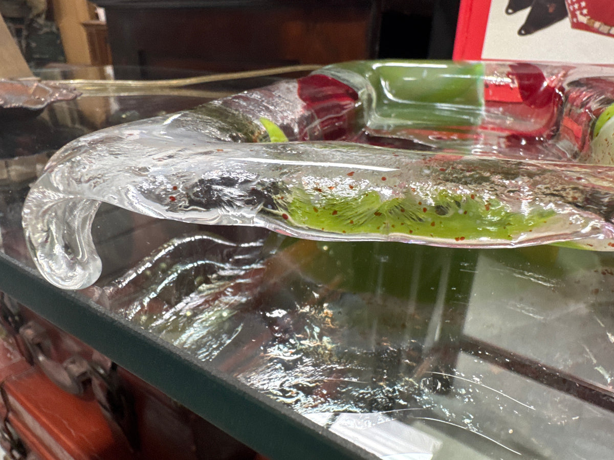 Fused Glass Red & Green Divided Serving Platter