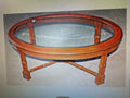 Vintage Hollywood Regency Glass Coffee Table with Faux Bamboo Detail 42" x 28"-K