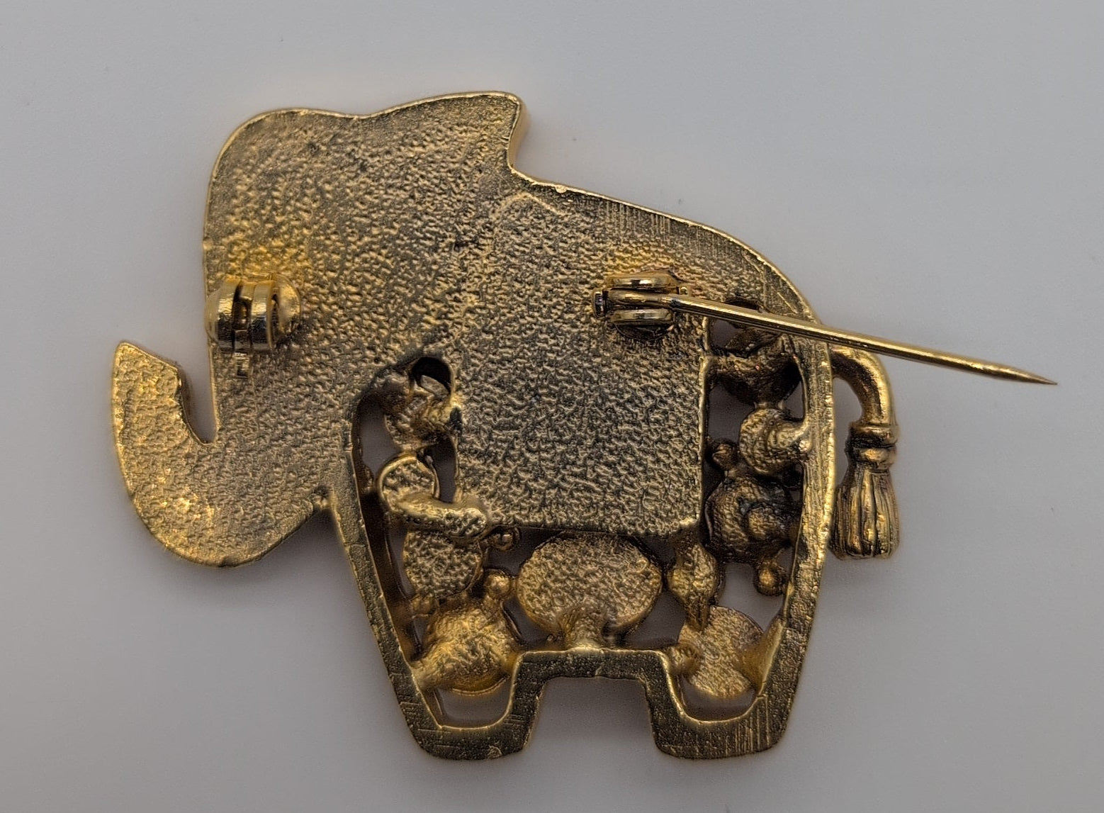 Vintage Elephant Pin with Multi-Colored Rhinestones