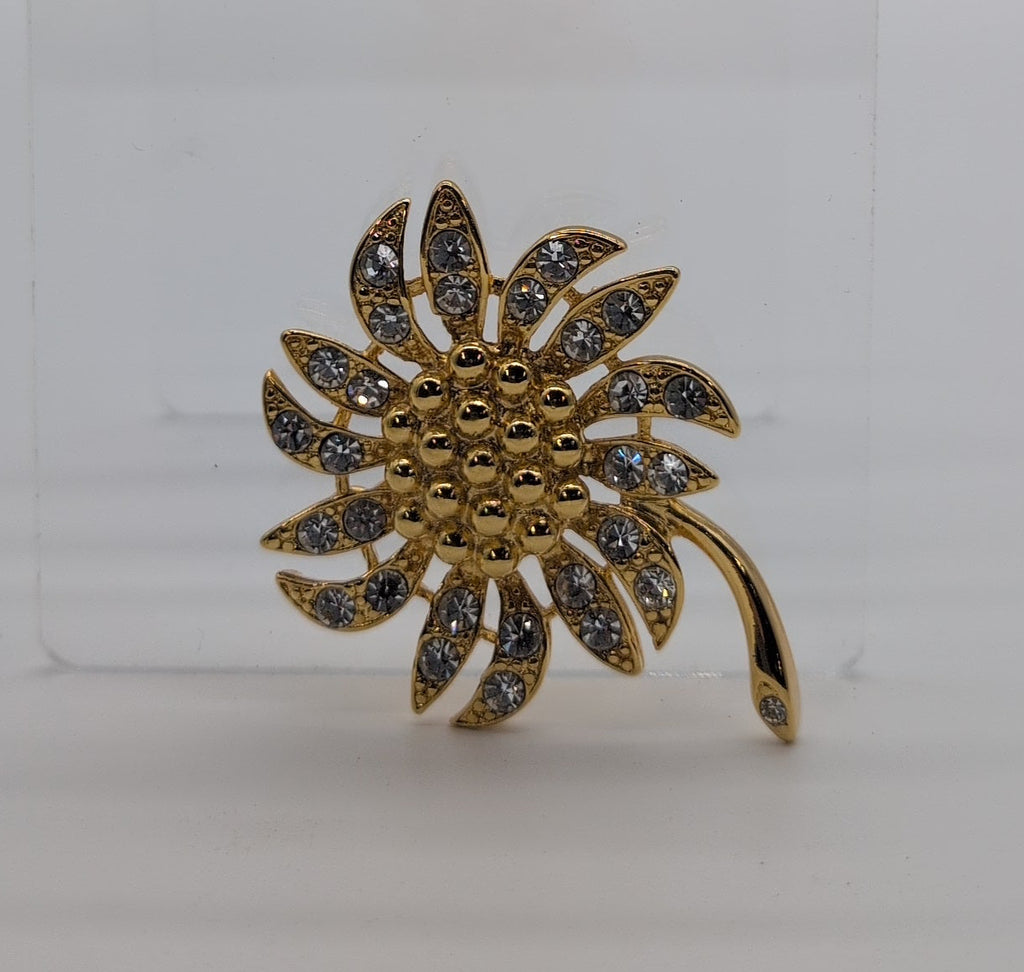 Napier Flower Pin with Rhinestones-K