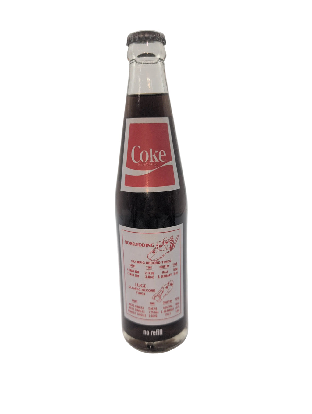 1980 WINTER OLYMPICS LAKE PLACID BOBSLEDDING/LUGE COCA-COLA BOTTLE COKE