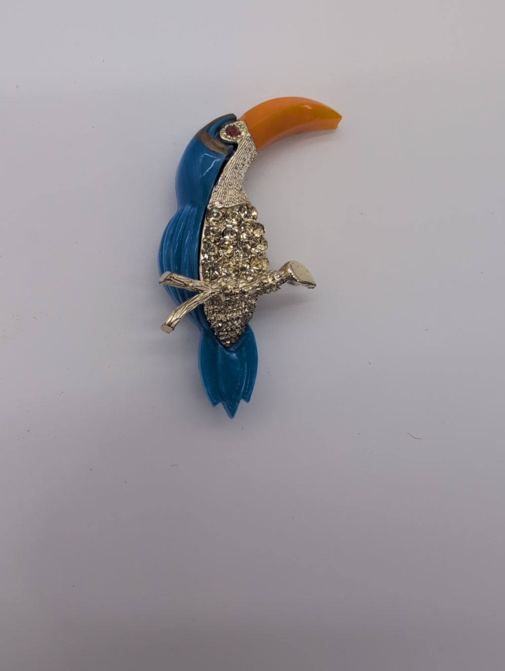 Vintage Toucan Bird Pin with Rhinestones-K