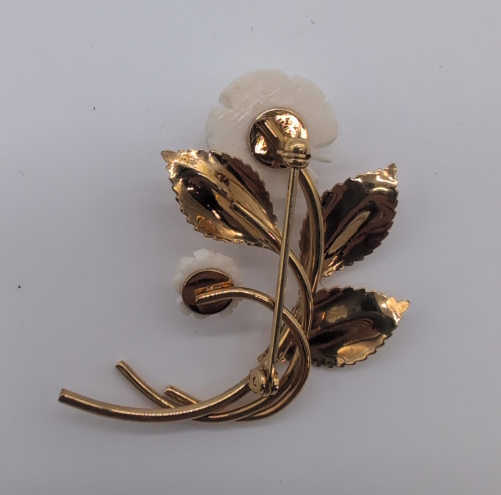 Van Dell Brooch, 12K Gold Filled with Ivory Colored Roses