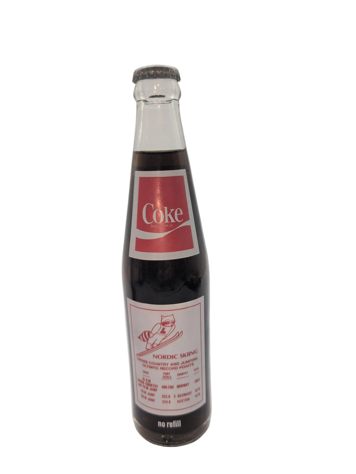 1980 WINTER OLYMPICS LAKE PLACID NORDIC SKIING COCA-COLA BOTTLE 10 oz