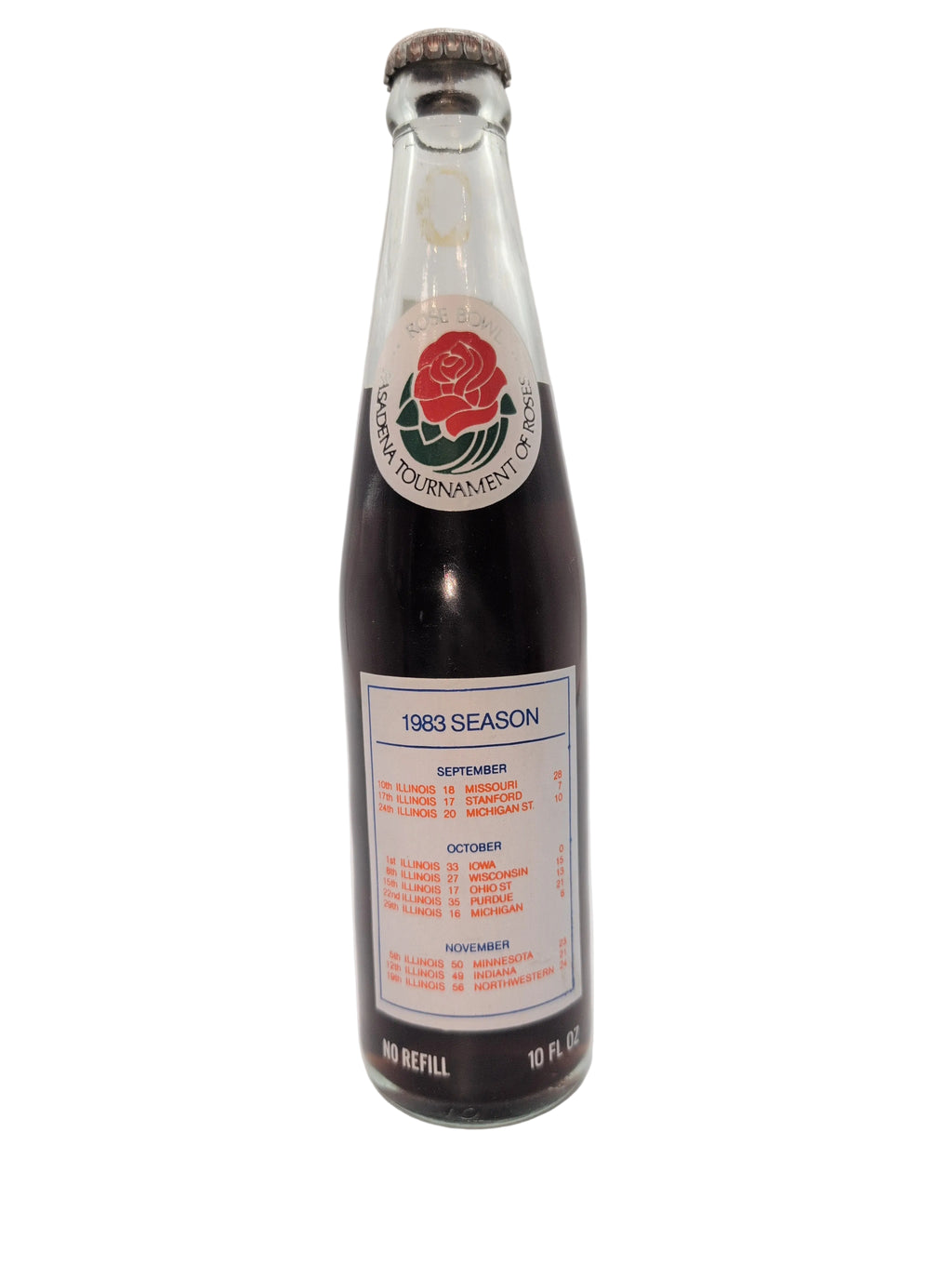1983 UNIVERSITY OF ILLINOIS, FIGHTING ILLINI BIG TEN CHAMPIONS 10 oz COCA-COLA BOTTLE