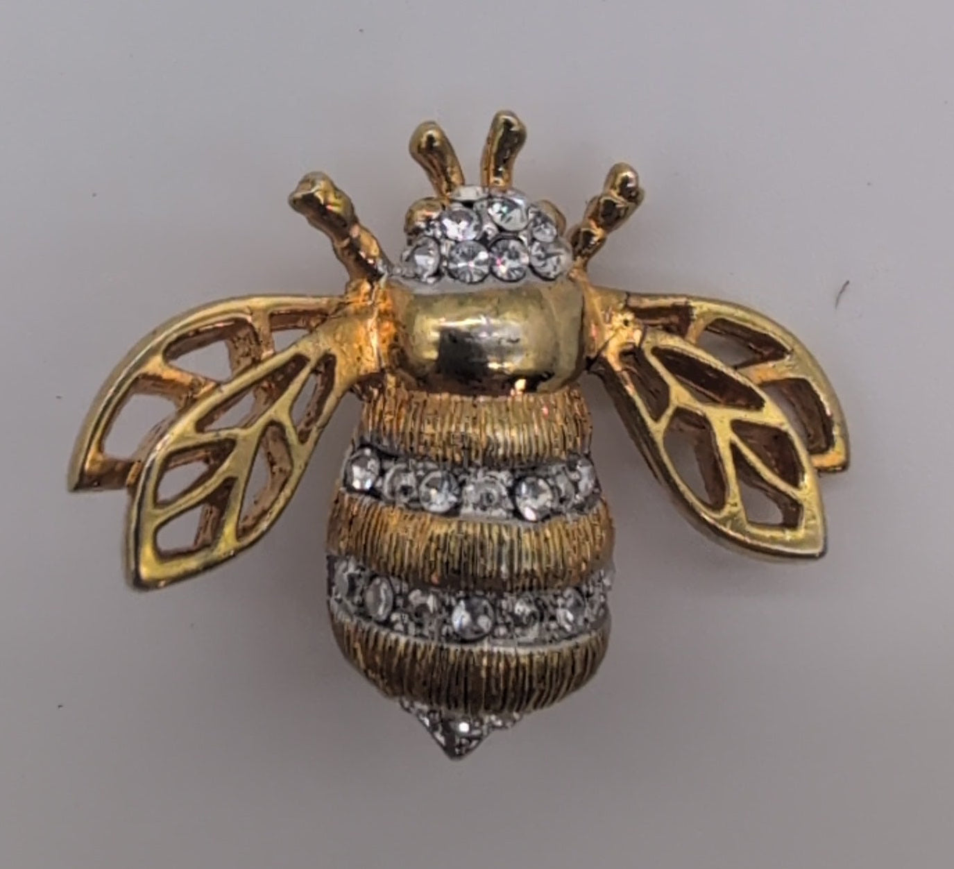 Gold Toned Bumblebee Pinwith Rhinestones