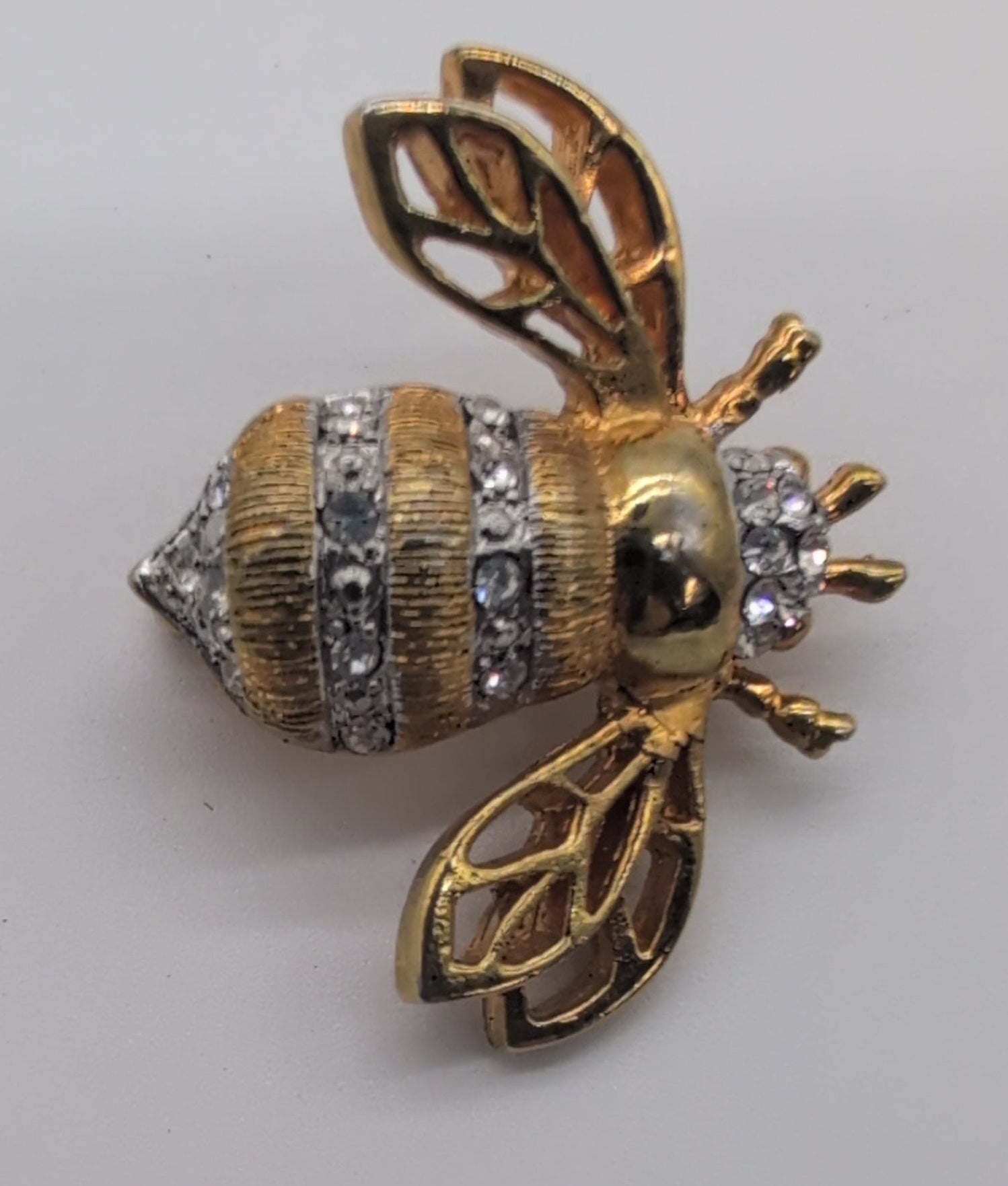 Gold Toned Bumblebee Pinwith Rhinestones