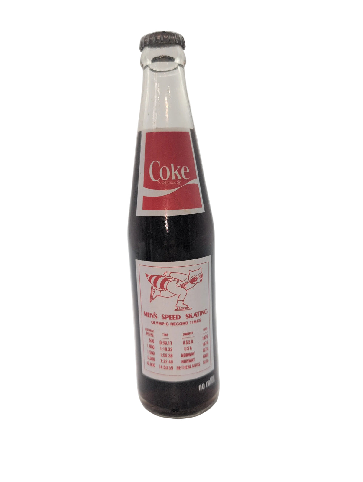 1980 WINTER OLYMPICS LAKE PLACID MEN’S SPEED SKATING COCA-COLA BOTTLE COKE