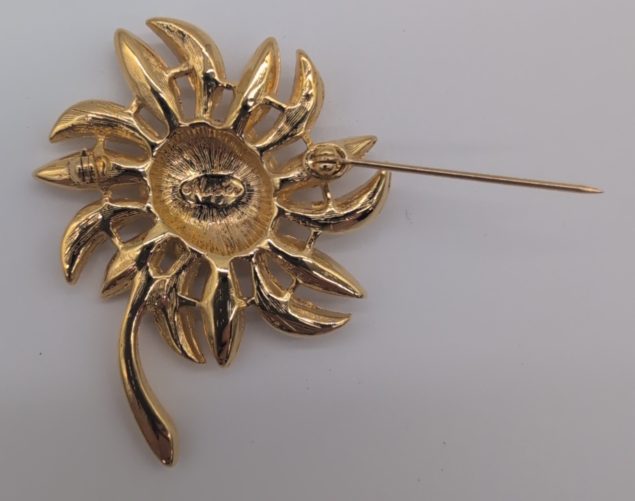 Napier Flower Pin with Rhinestones-K