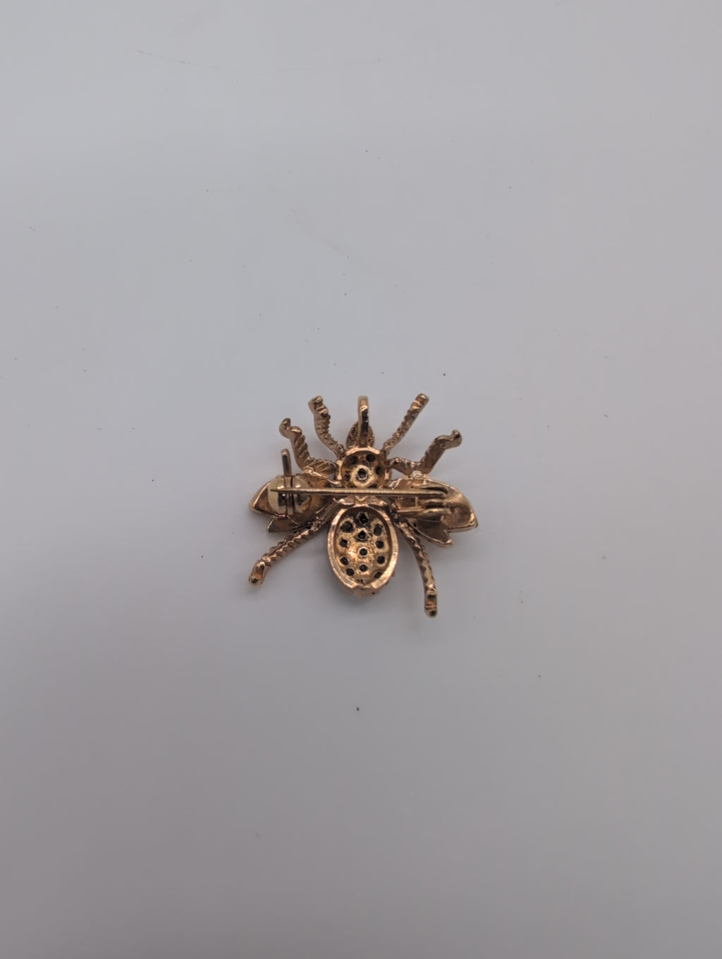 Vintage Gold Tone Bee Pin with Rhinestones on Body