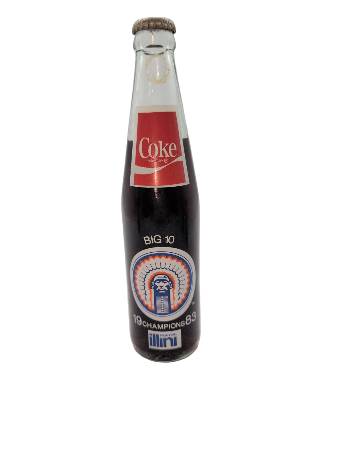 1983 UNIVERSITY OF ILLINOIS, FIGHTING ILLINI BIG TEN CHAMPIONS 10 oz COCA-COLA BOTTLE