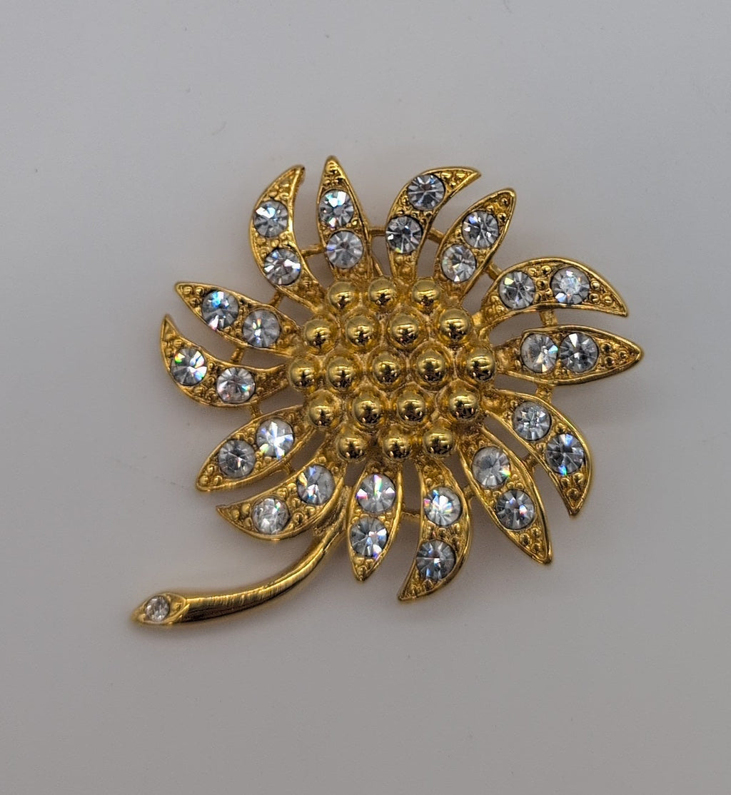 Napier Flower Pin with Rhinestones-K