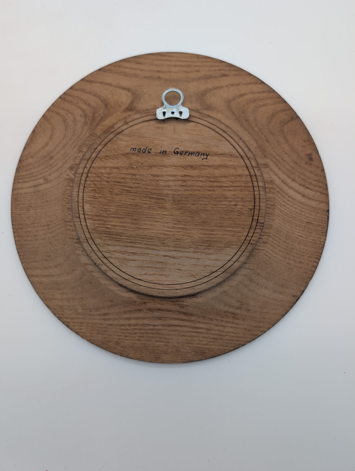 8" Vintage Hand Painted Bavarian Folk Art Wooden Souvenir Plate, "Ober-Bayern" (Upper Bavaria). Made in Germany.
