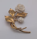 Van Dell Brooch, 12K Gold Filled with Ivory Colored Roses