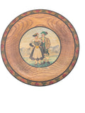 8" Vintage Hand Painted Bavarian Folk Art Wooden Souvenir Plate, "Ober-Bayern" (Upper Bavaria). Made in Germany.