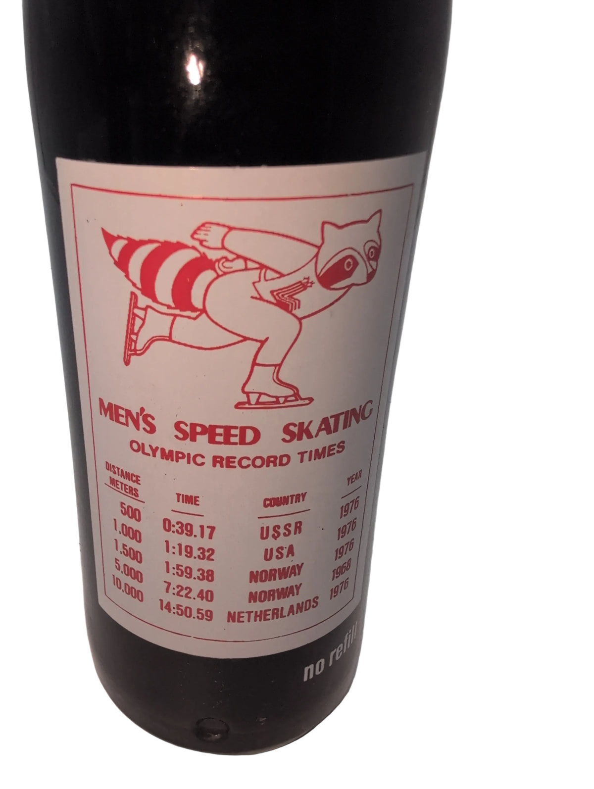 1980 WINTER OLYMPICS LAKE PLACID MEN’S SPEED SKATING COCA-COLA BOTTLE COKE