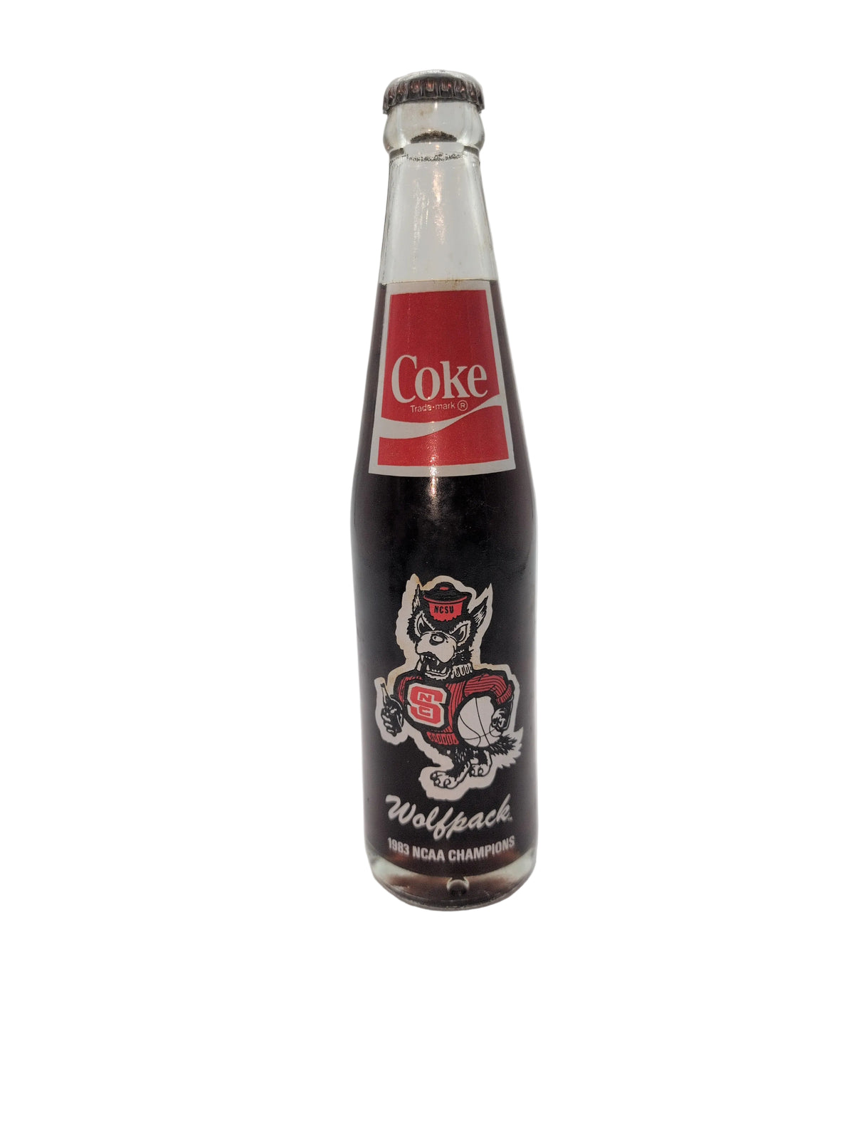 1983 NCAA NC STATE WOLFPACK CHAMPIONS COCA-COLA 10 oz BOTTLE