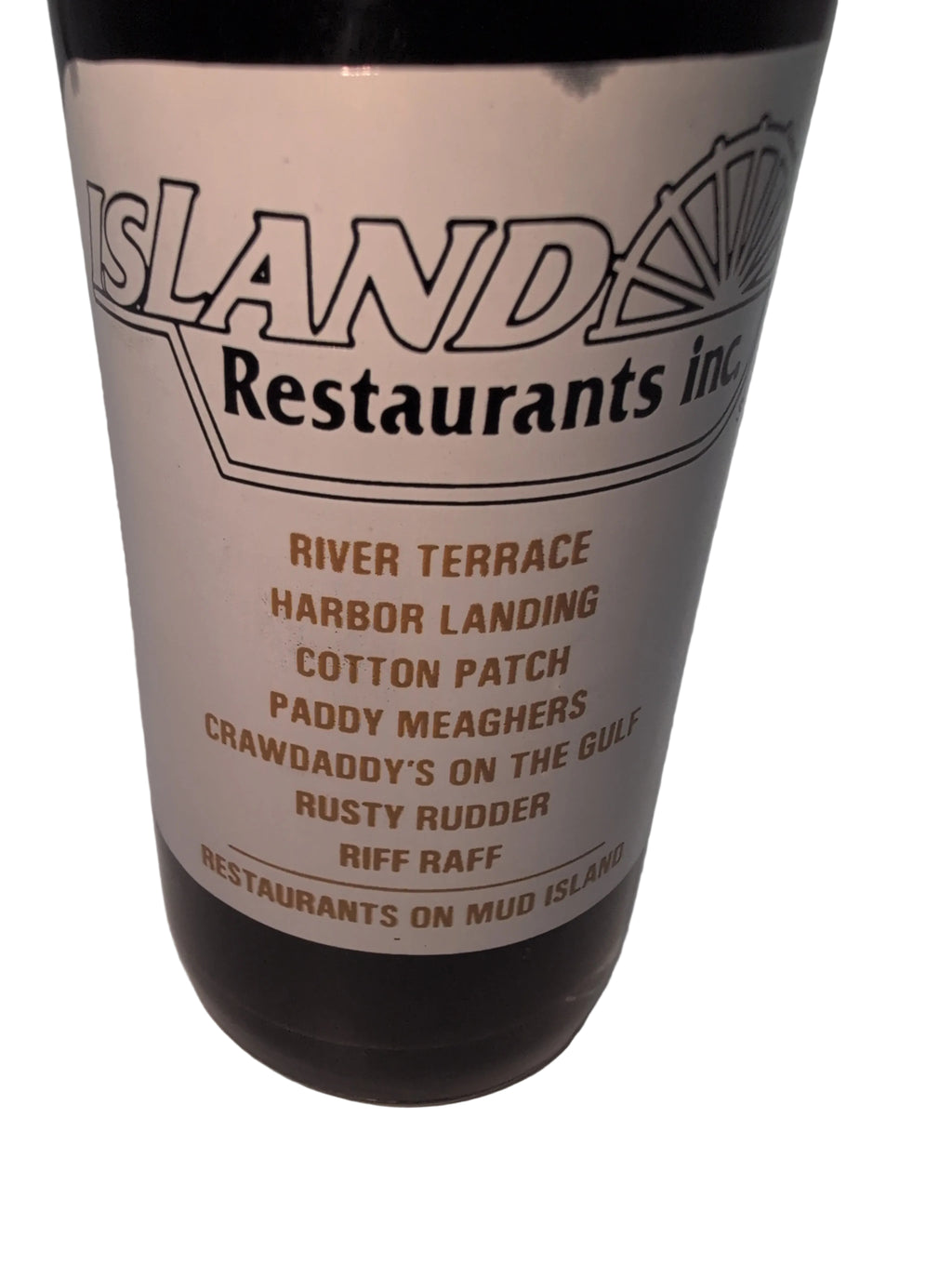 1982 MUD ISLAND COMMEMORATIVE BOTTLE, ISLAND RESTAURANTS INC. MEMPHIS, 10oz COCA-COLA BOTTLE