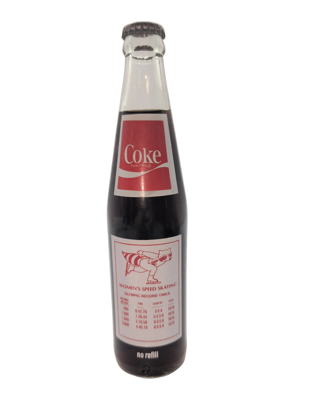 1980 WINTER OLYMPICS LAKE PLACID WOMEN’S SPEED SKATING COCA-COLA BOTTLE COKE