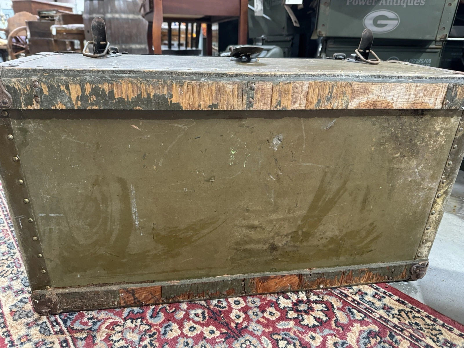 Vintage WW2 Era Military Footlocker Trunk