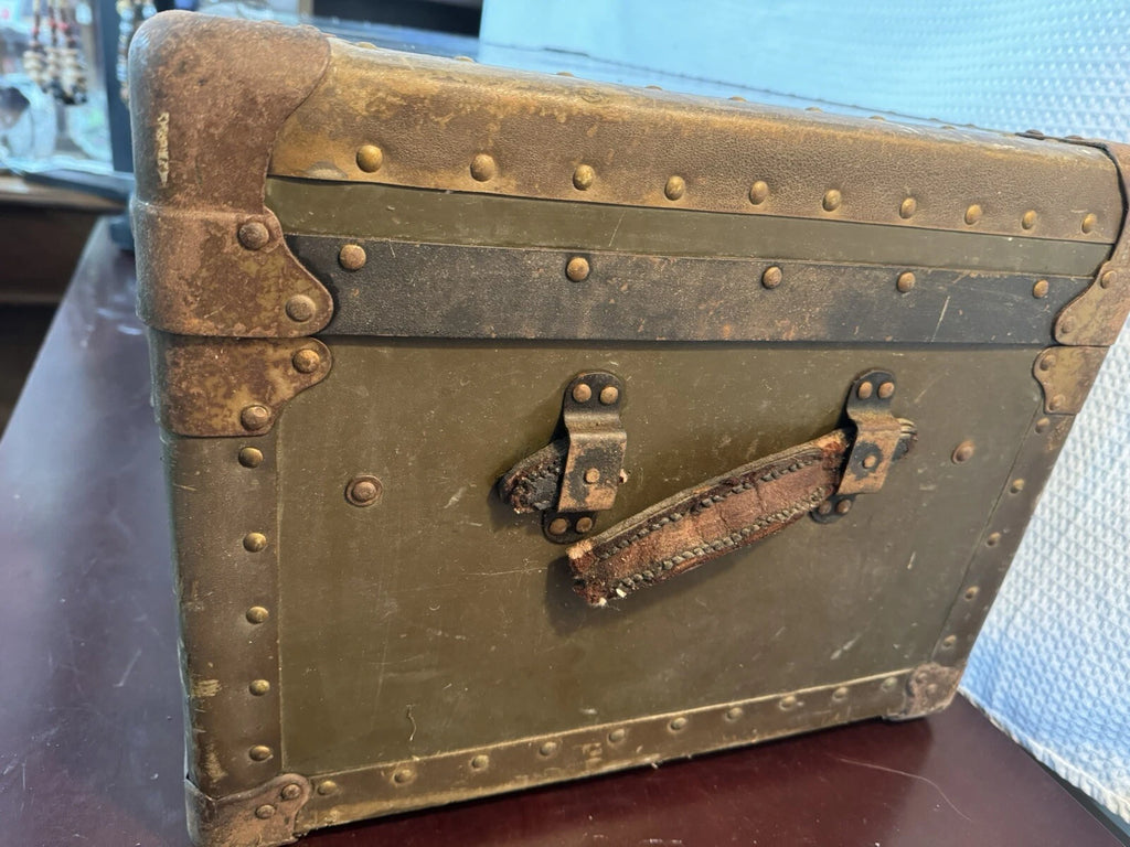 Vintage WW2 Era Military Footlocker Trunk