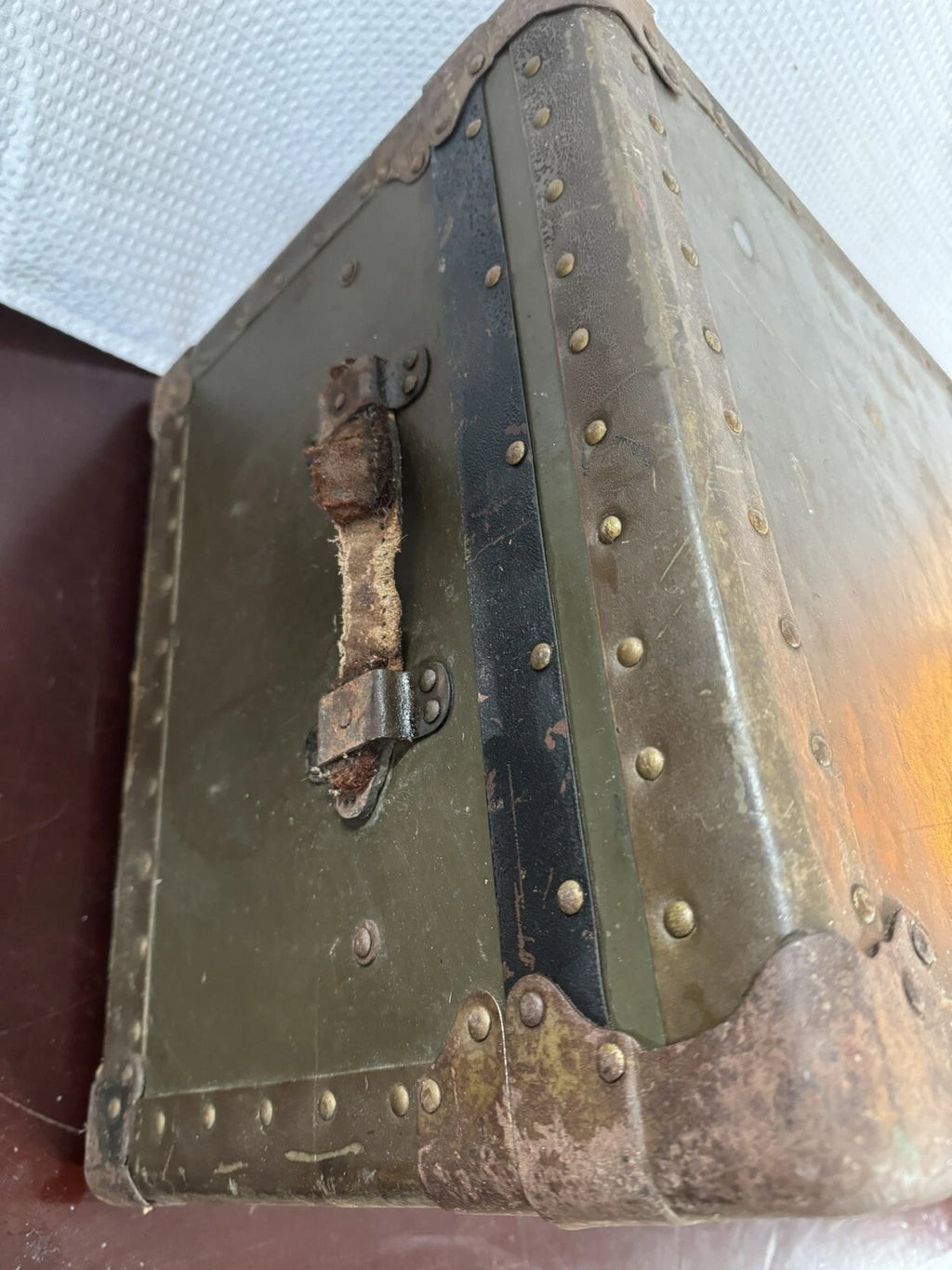 Vintage WW2 Era Military Footlocker Trunk
