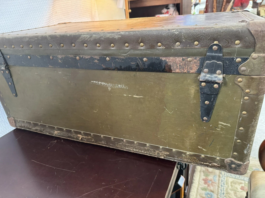 Vintage WW2 Era Military Footlocker Trunk