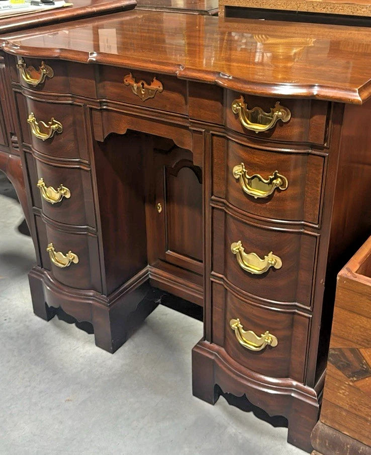 Virginia Galleries By Henkel Harris Genuine Mahogany Serpentine Front Knee-Hole Desk