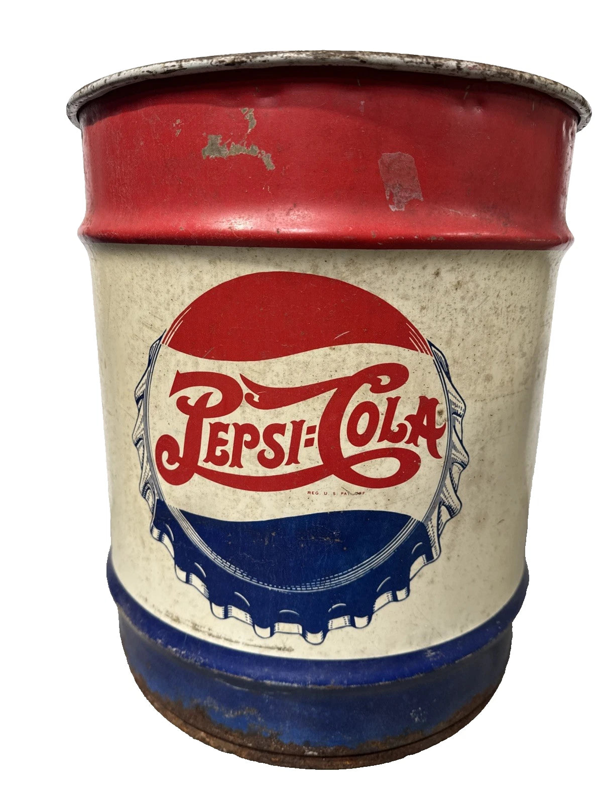 Vintage 1940's Pepsi Cola Double Dot 10g Metal Syrup Drum