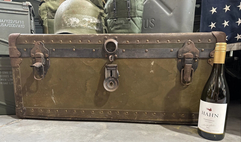 Vintage WW2 Era Military Footlocker Trunk